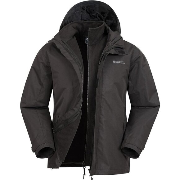 ❤️ Mountain Warehouse Fell II Mens  3 in 1 Jacket - Water Resistant-Black - Picture 1 of 9
